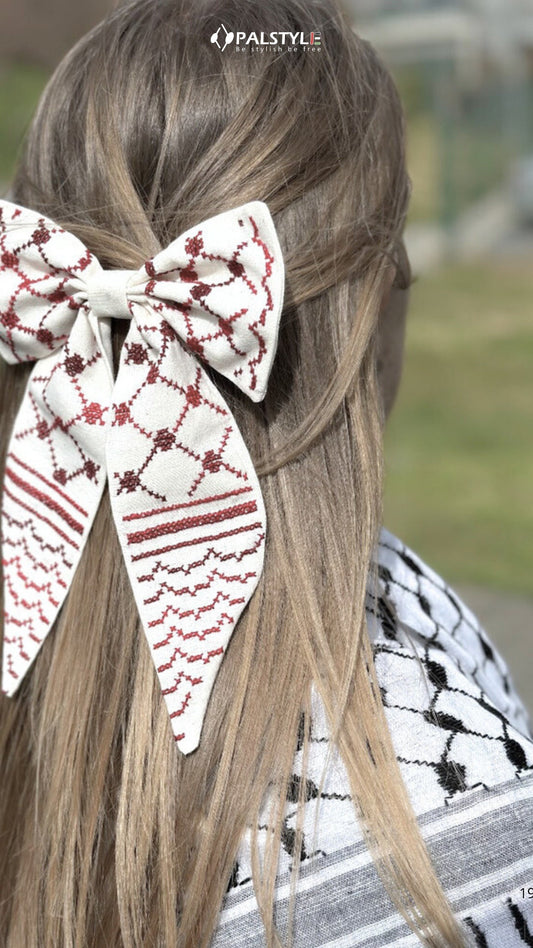 Keffiyeh Hair Clip | Handmade Palestinian Embroidery Black & White