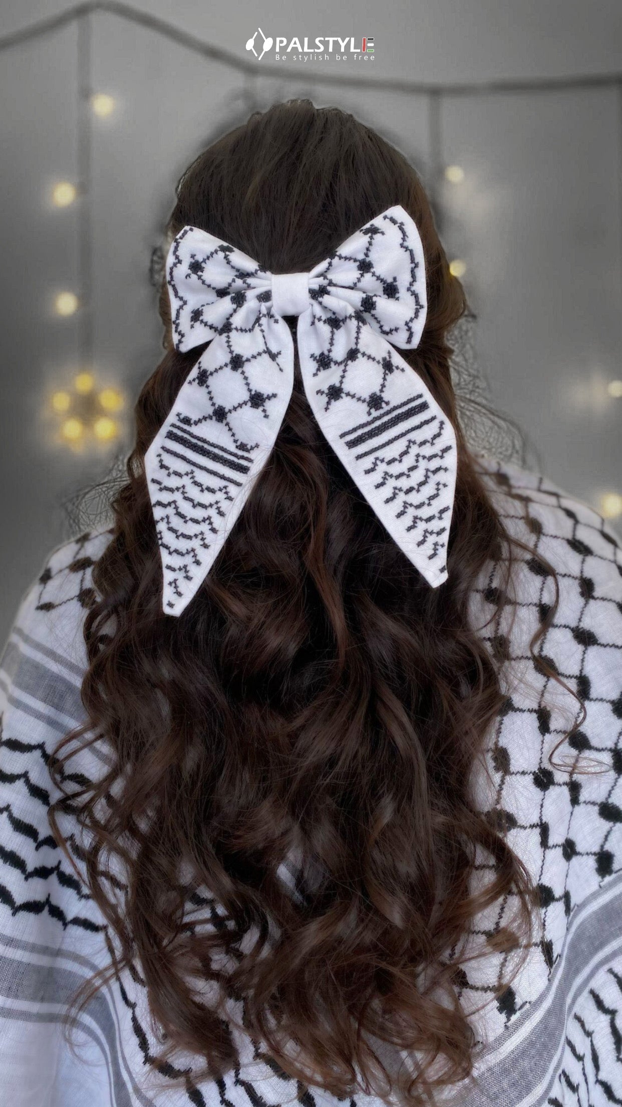 Keffiyeh Hair Clip | Handmade Palestinian Embroidery Black & White