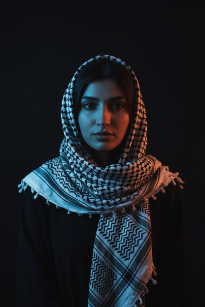Authentic Palestinian Keffiyeh – Handwoven Original Cotton Scarf - 130x130 CM