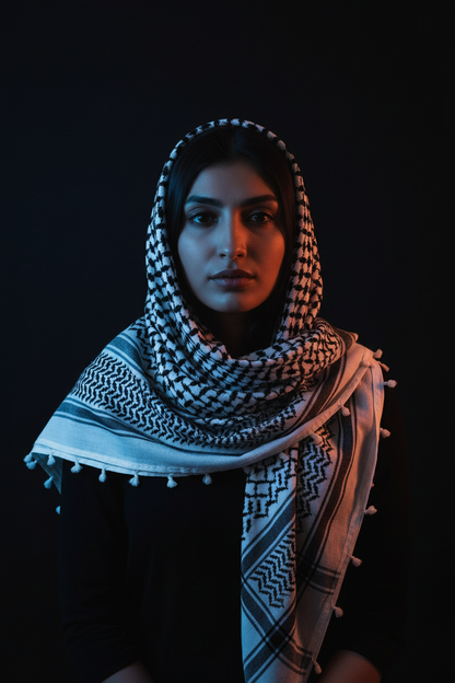 Authentic Palestinian Keffiyeh – Handwoven Original Cotton Scarf - 130x130 CM