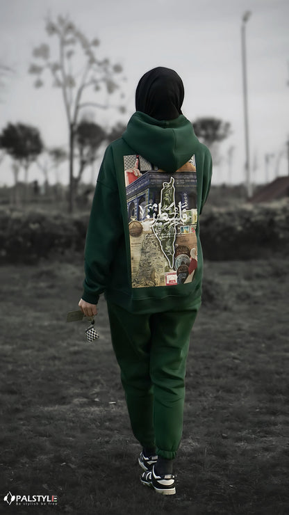 Jerusalem Heritage Oversize Hoodie - Palestine Map Design