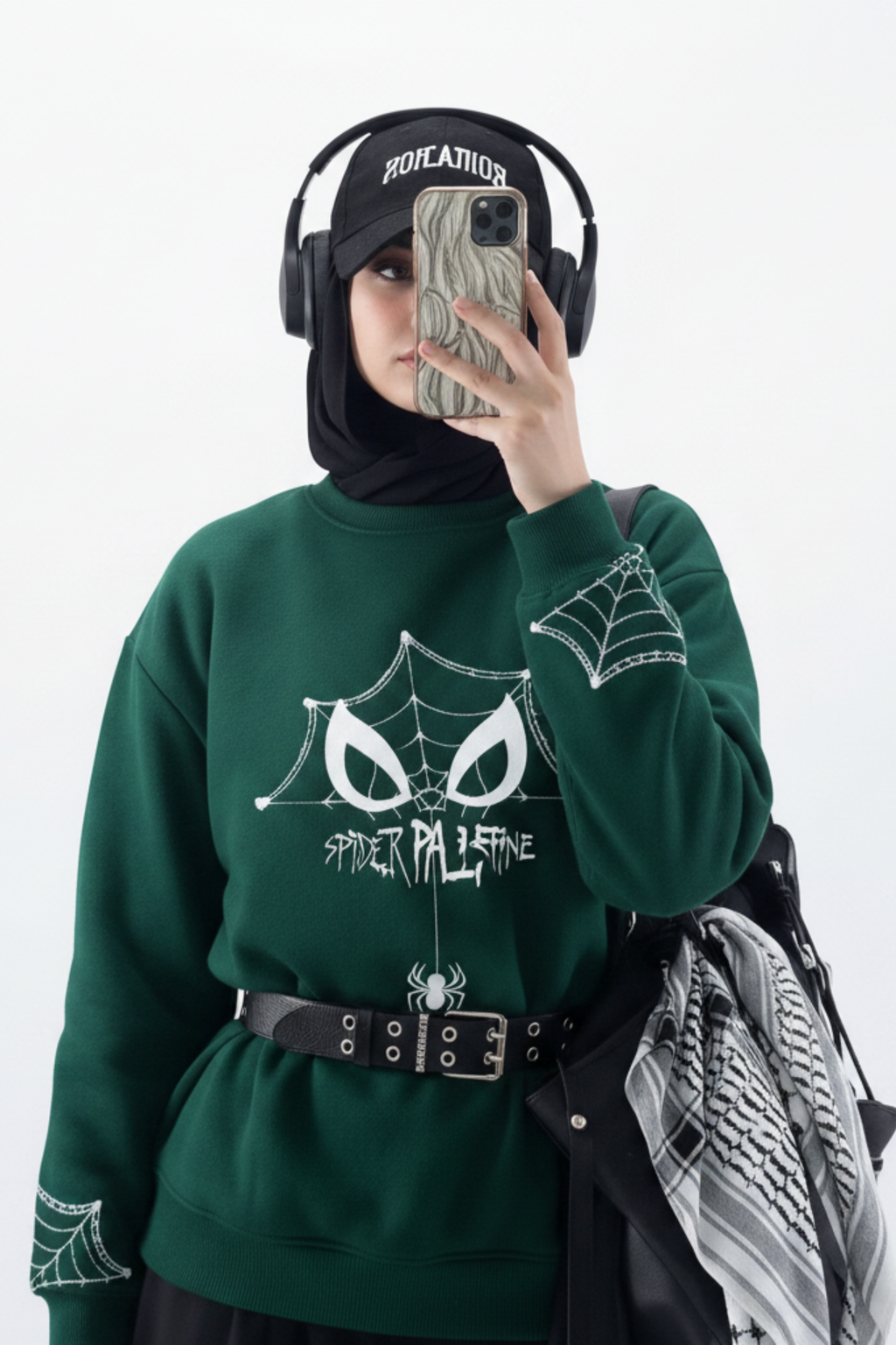 Spider Palestine Sweatshirt — Forest Green