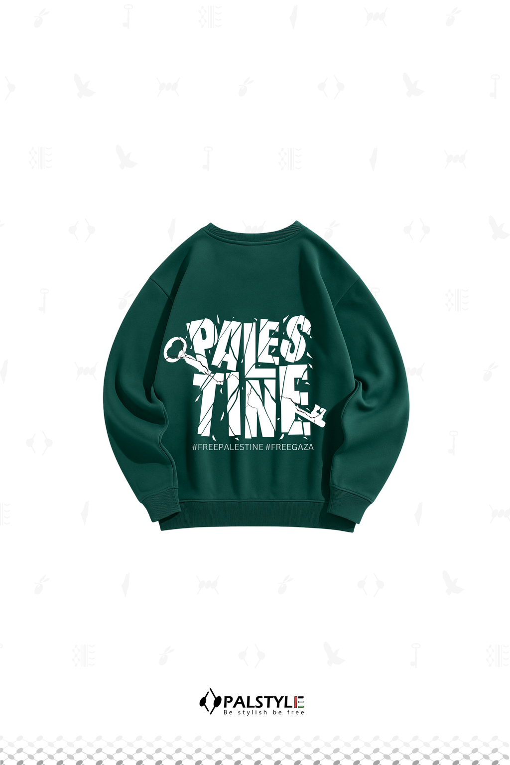 Key of Freedom Sweatshirt – Palestinian Symbol Oversize Khaki