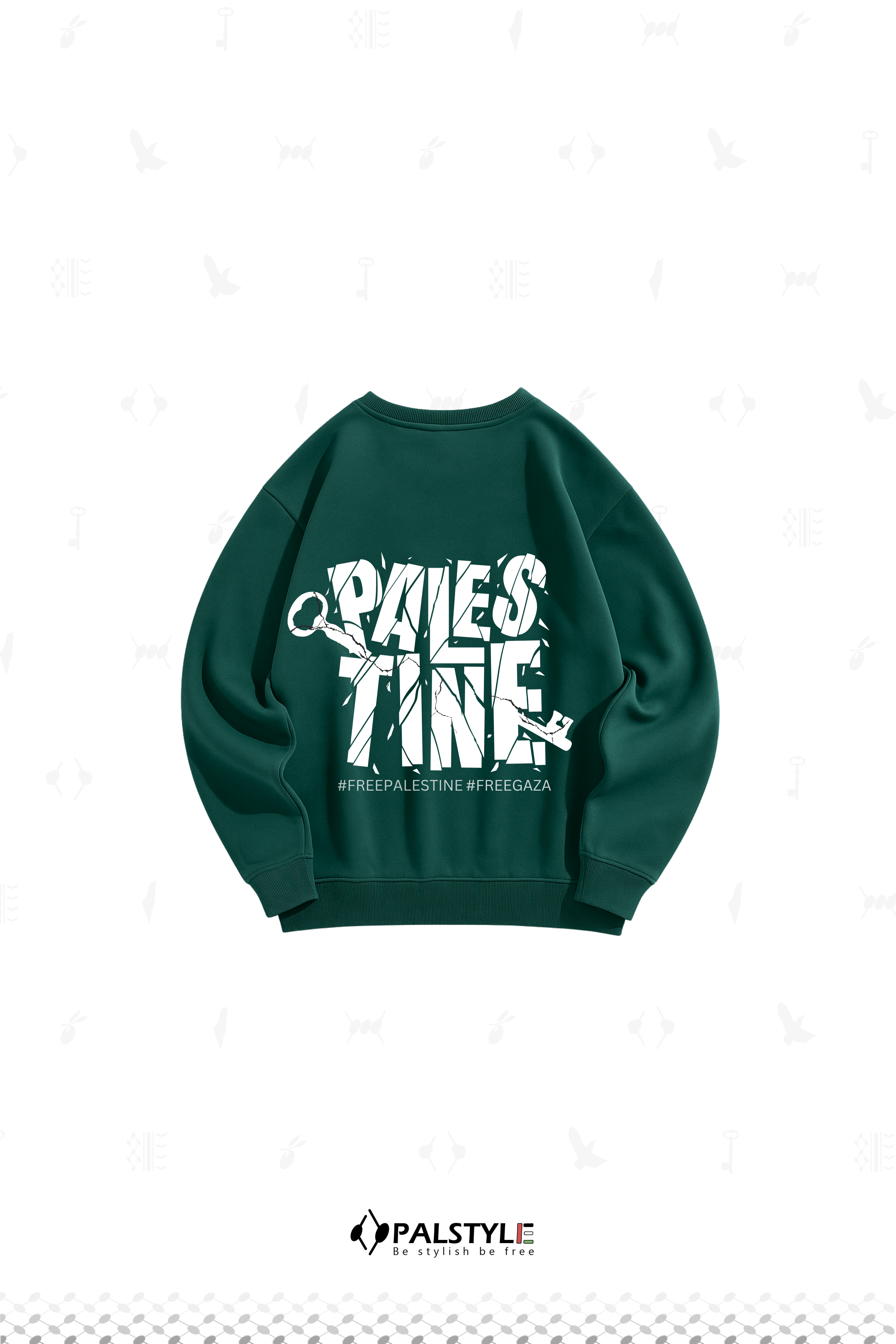 Key of Freedom Sweatshirt – Palestinian Symbol Oversize Khaki