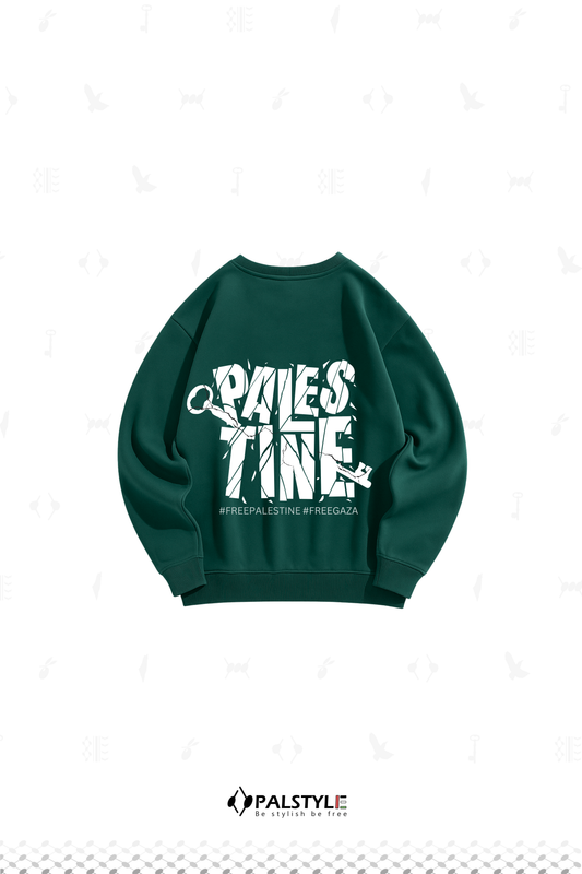 Key of Freedom Sweatshirt – Palestinian Symbol Oversize Khaki