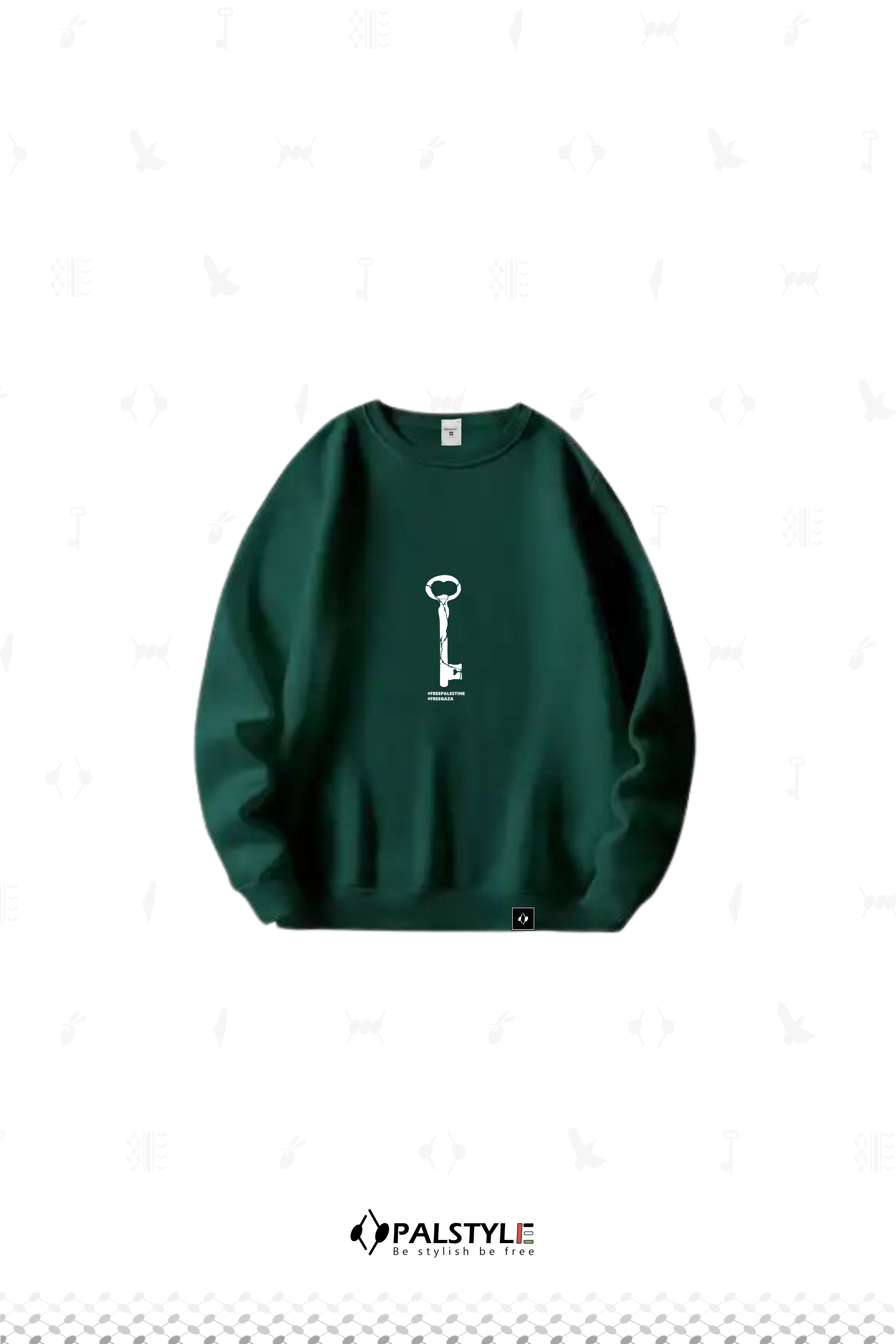 Key of Freedom Sweatshirt – Palestinian Symbol Oversize Khaki