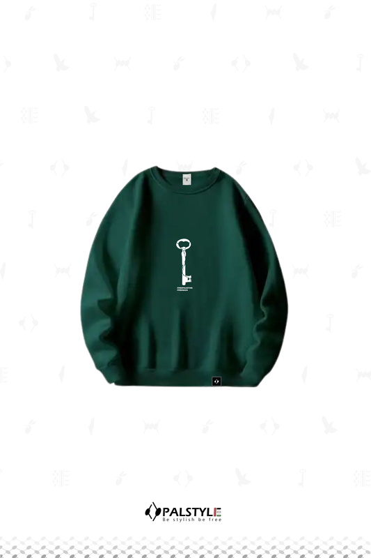 Key of Freedom Sweatshirt – Palestinian Symbol Oversize Khaki