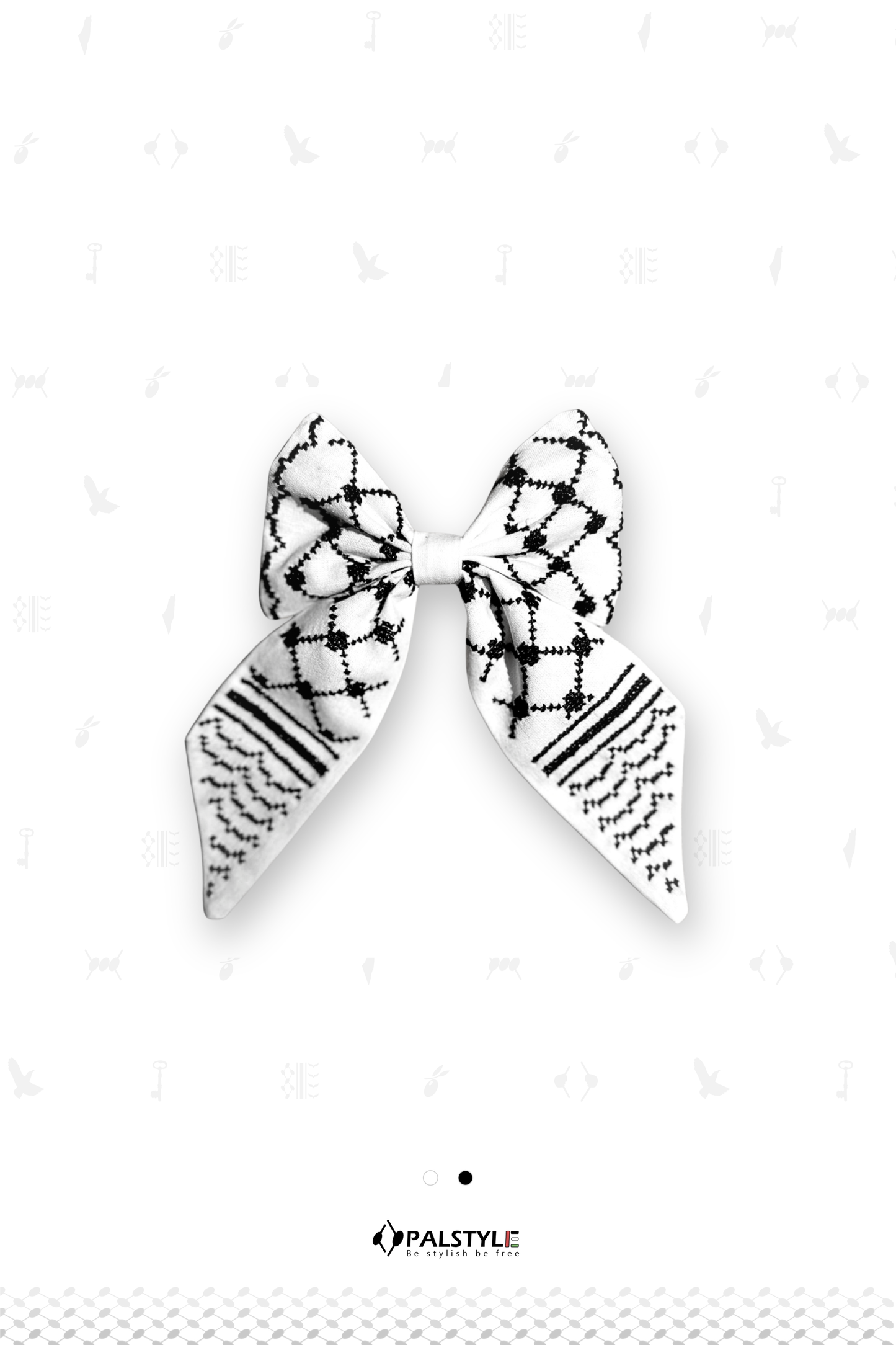Keffiyeh Hair Clip | Handmade Palestinian Embroidery Black & White