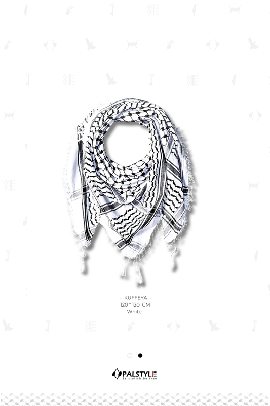 Authentic Palestinian Keffiyeh – Handwoven Original Cotton Scarf - 130x130 CM