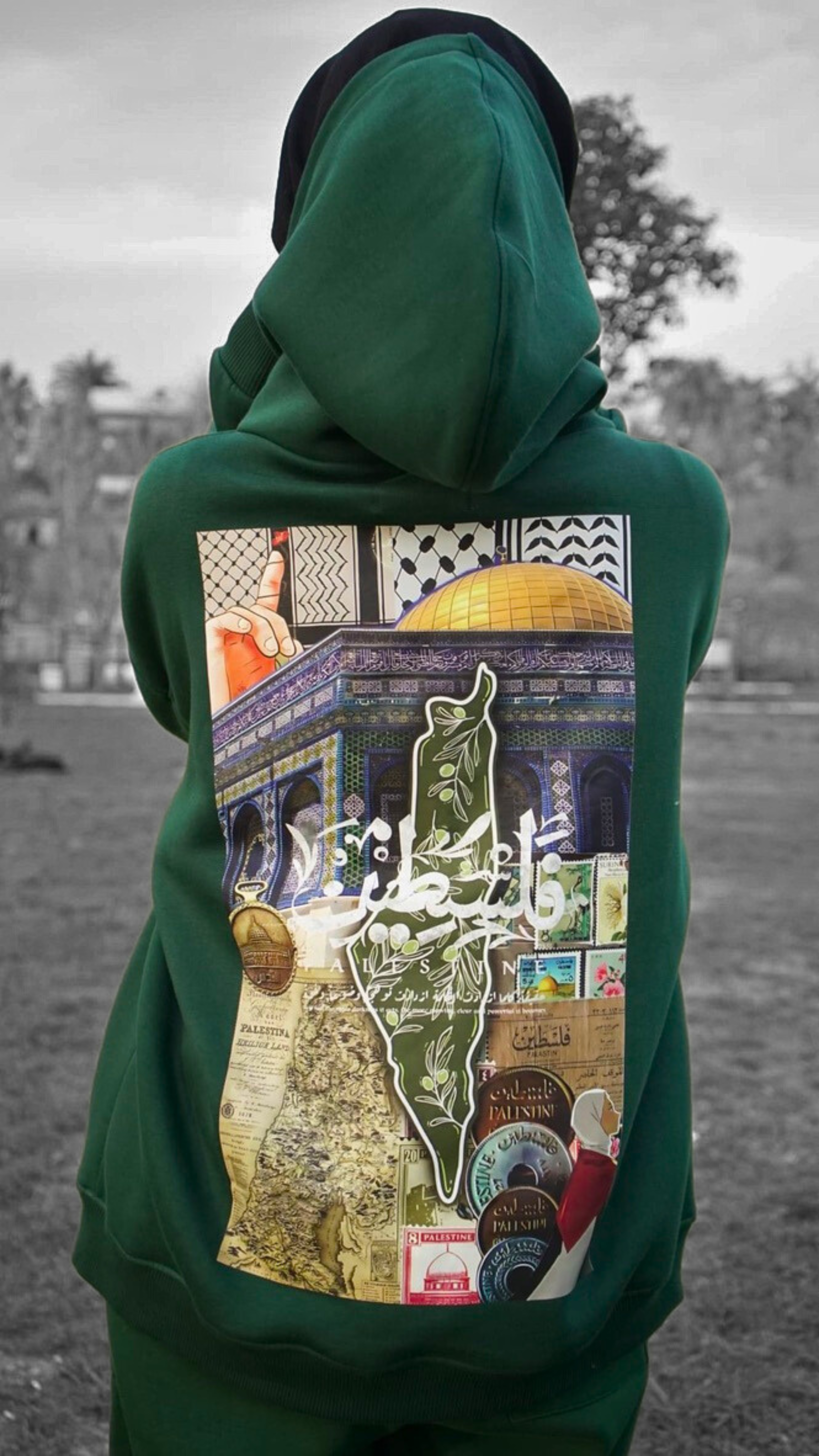 Palestinian Heritage Mosaic Tracksuit Set - Olive & Stamps Unisex