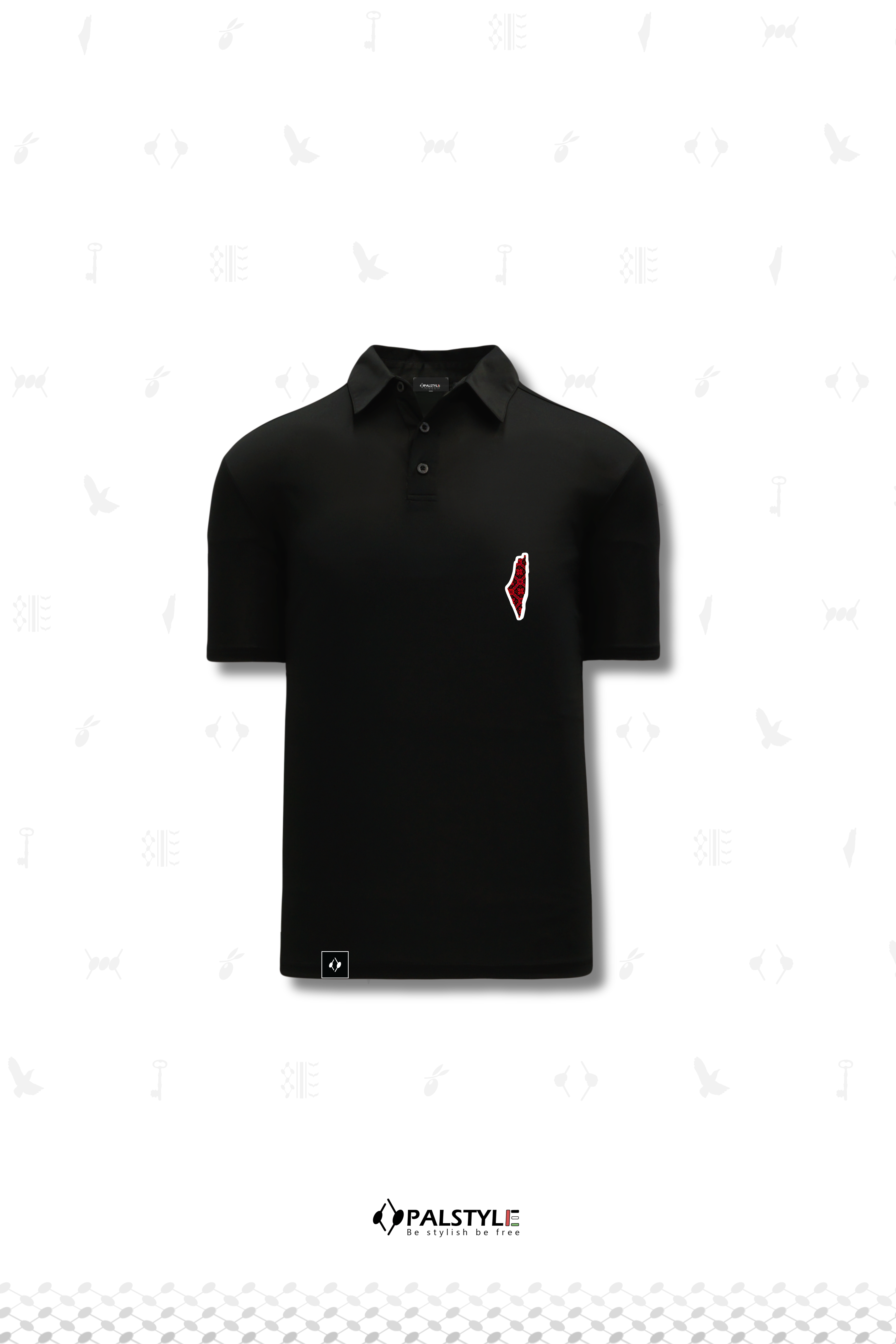 Palestine Map Polo — Black Edition