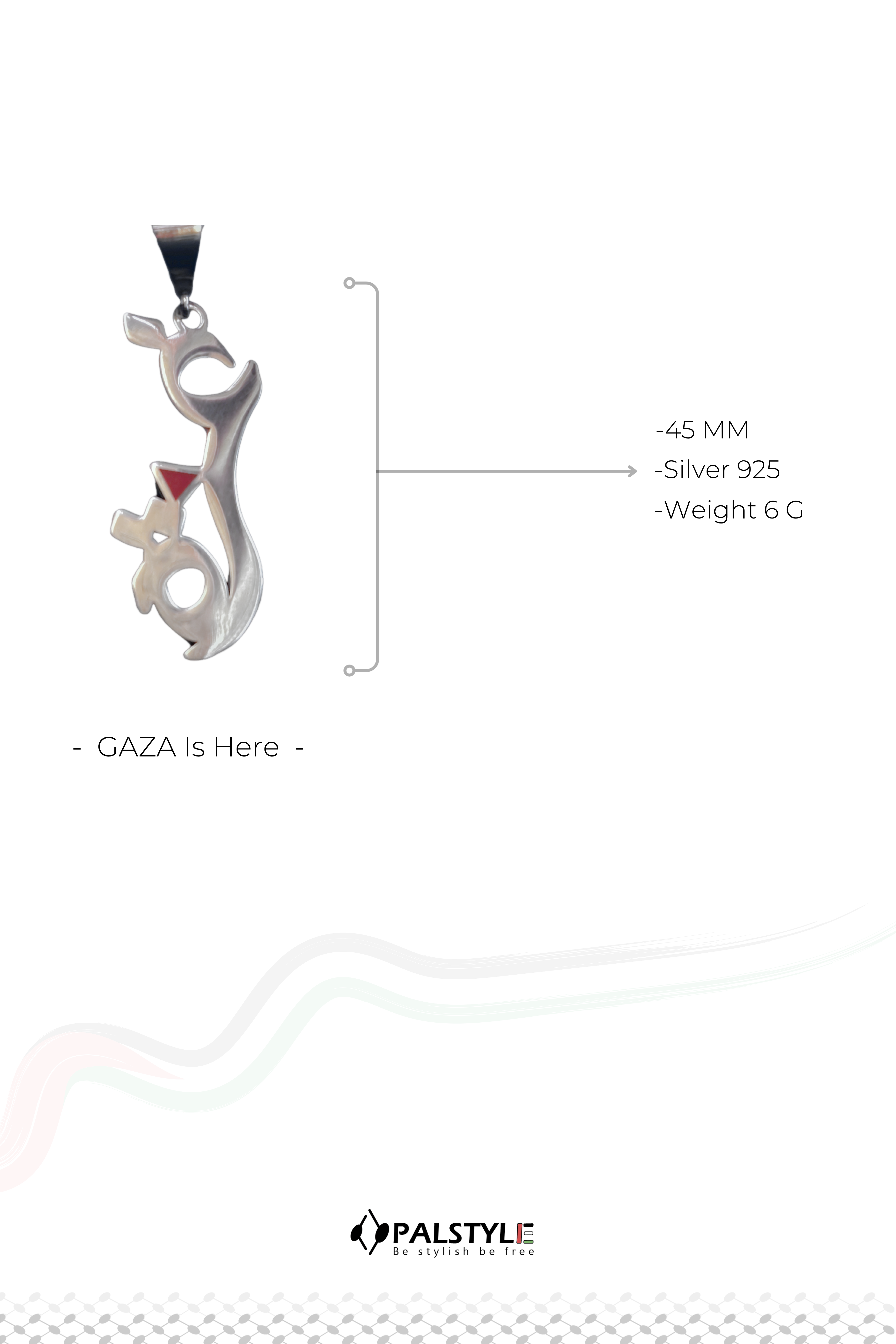 GAZA Silver Necklace 925 Sterling - Palestinian Heritage Jewelry | Unisex