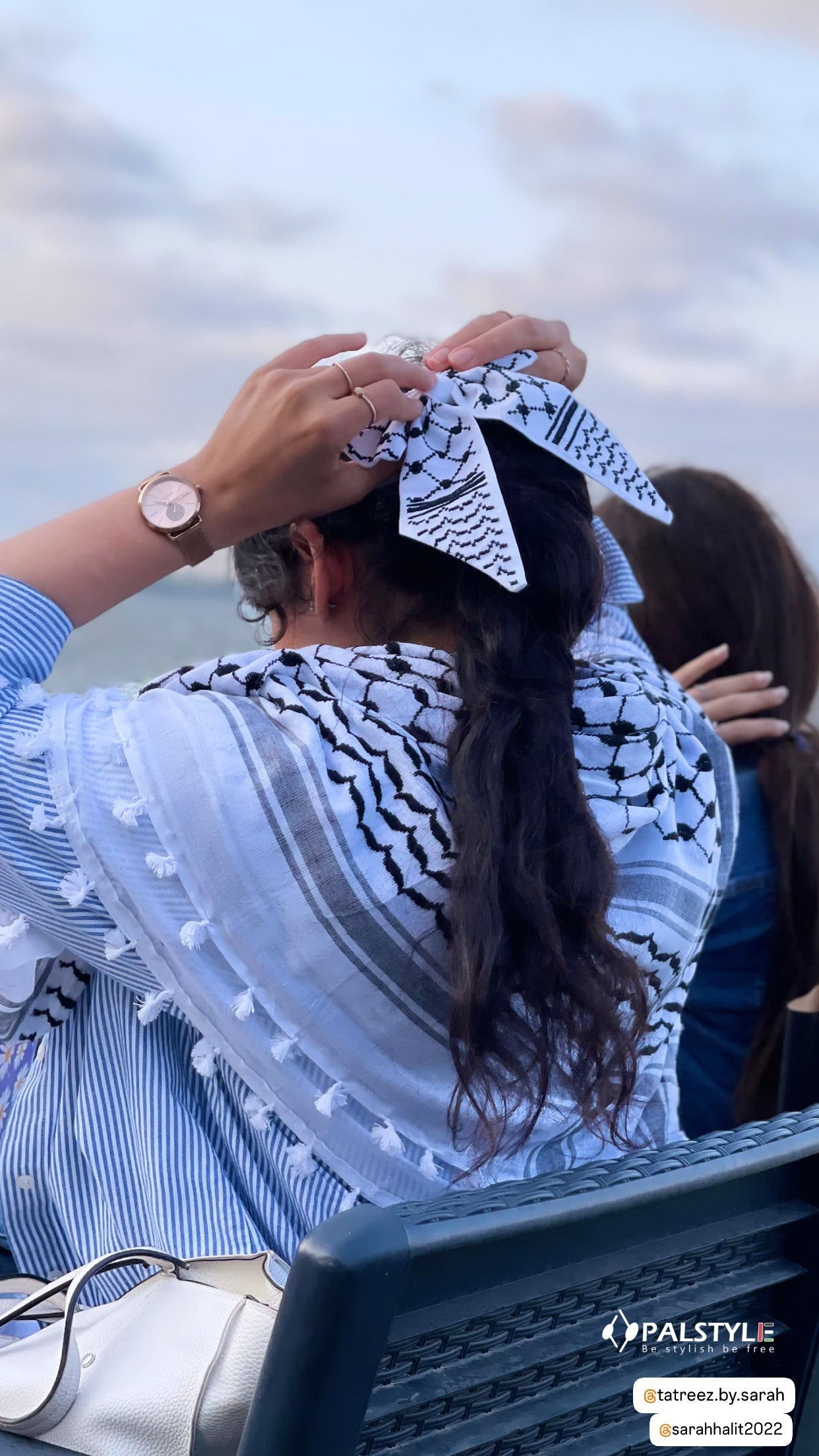 Keffiyeh Hair Clip | Handmade Palestinian Embroidery Black & White