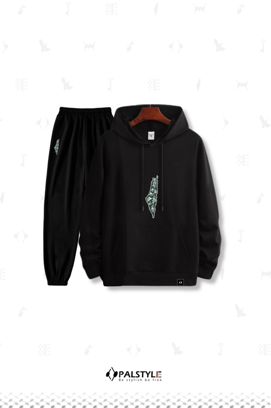 Palestinian Heritage Mosaic Tracksuit Set - Olive & Stamps Unisex