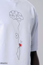 Brain & Heart Palestine T-Shirt – Unisex Oversized Keffiyeh Design