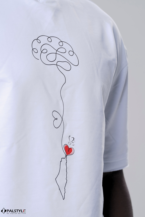 Brain & Heart Palestine T-Shirt – Unisex Oversized Keffiyeh Design