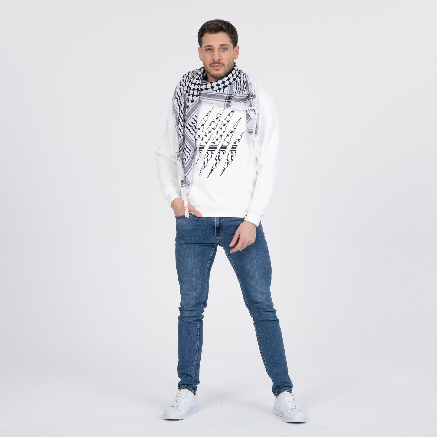 Palestinian Keffiyeh Sweatshirt – Freedom Claw Unisex Oversize Design