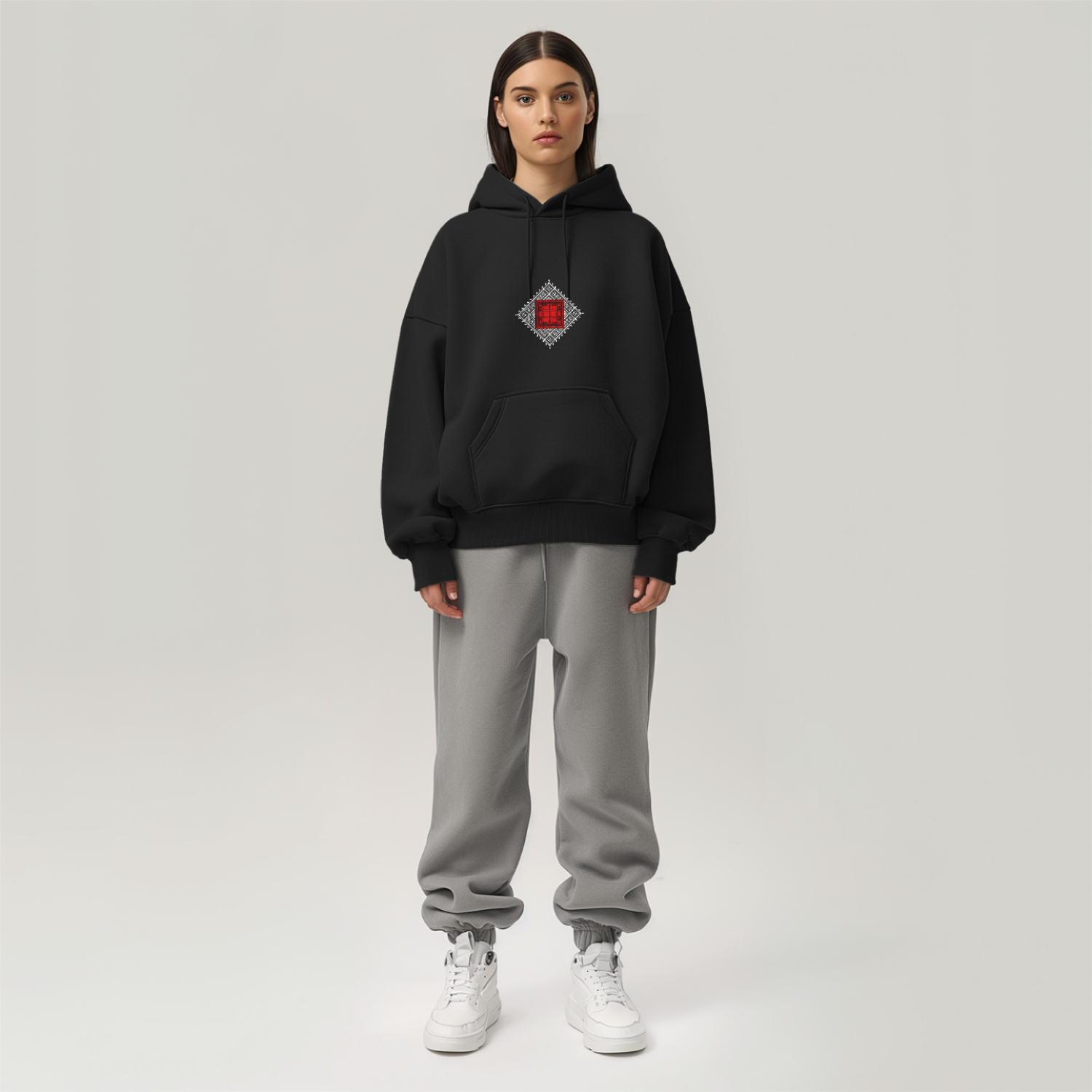 Tatreez Palestinian Embroidery Oversized Hoodie | Authentic Heritage Design