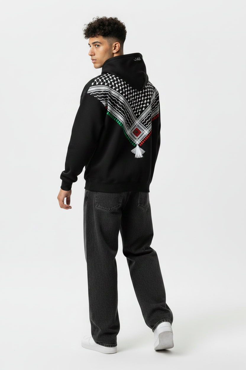 Black hoodie back walking away dynamic