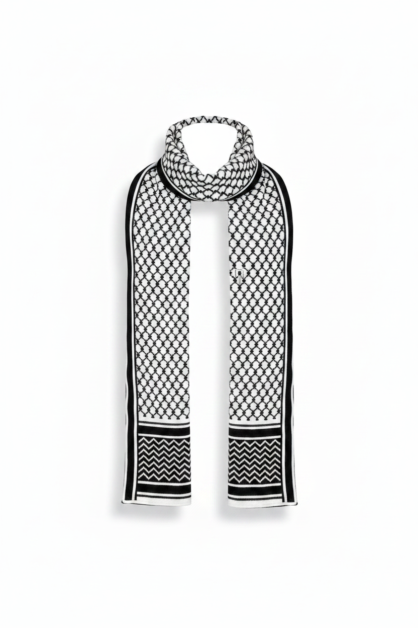Ghost mannequin keffiyeh scarf with soft shadow
