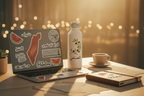 Palestine sticker pack lifestyle mockup on desk with laptop and water bottle