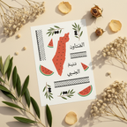 Flat lay of Palestine sticker sheet with olive branches