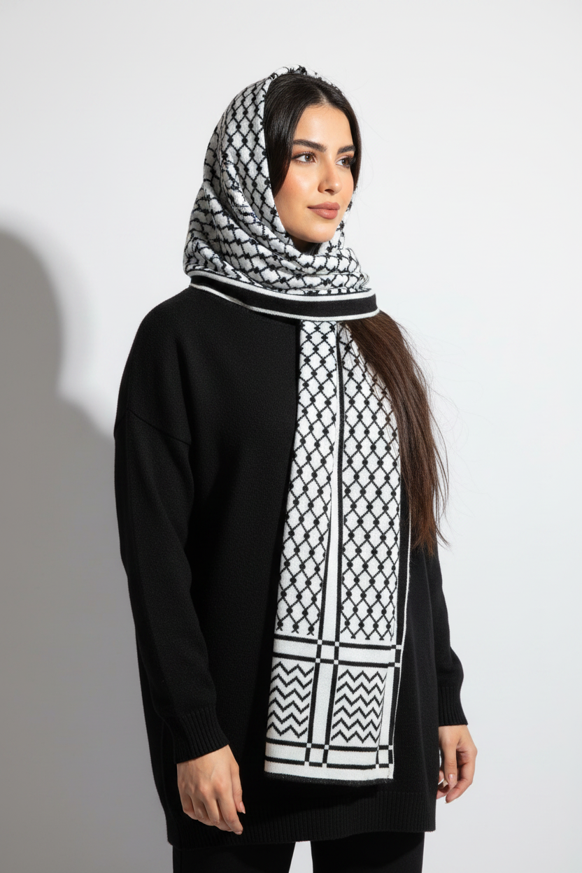 Shot 2 - Side drape keffiyeh headscarf