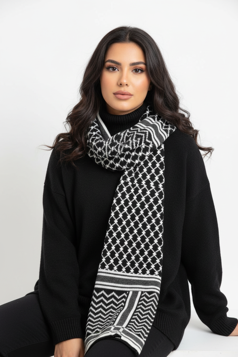 Shot 3 - Portrait close-up keffiyeh scarf detail