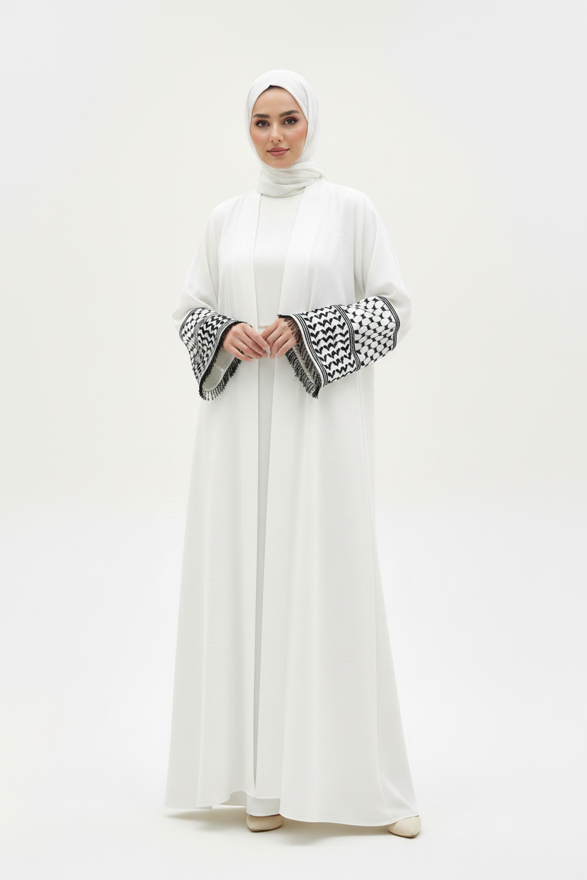 White Abaya – Full Body Front